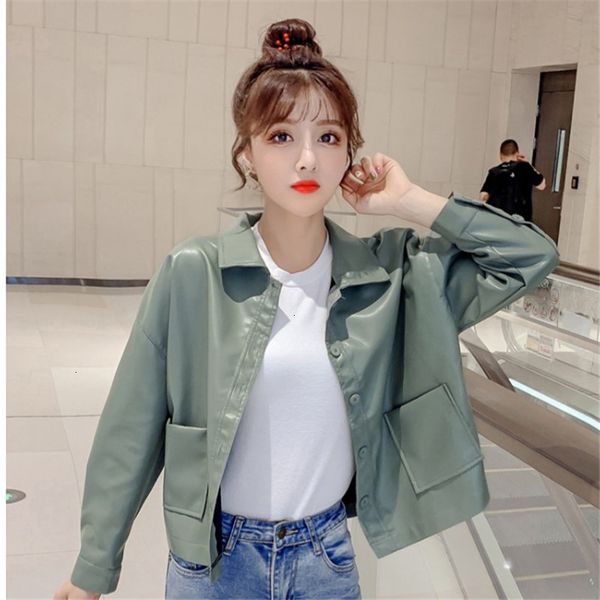 women's jackets women autumn fashion soft faux leather pu jacket korean loose casual single-breasted short black coat ladies lc9y, Black;brown
women's jackets women autumn fashion soft faux leather pu jacket korean loose casual single-breasted short black coat ladies lc9y, Black;brown