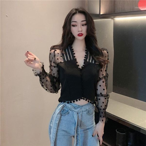 mesh polka dot perspective crop womens and blouses fashion brand v-neck slim blusas mujer de moda women's & shirts, White
mesh polka dot perspective crop womens and blouses fashion brand v-neck slim blusas mujer de moda women's & shirts, White