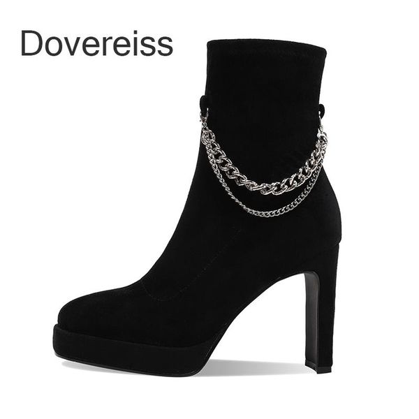 boots dovereiss fashion women's shoes winter apricot concise clear heels square toe metal chain chunky ankle block, Black
boots dovereiss fashion women's shoes winter apricot concise clear heels square toe metal chain chunky ankle block, Black