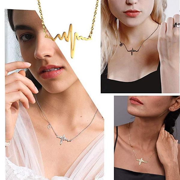 pendant necklaces exquisite heartbeat necklace -tiny heart cardiogram jewelry beautiful chain short - women's gift for her, Silver
pendant necklaces exquisite heartbeat necklace -tiny heart cardiogram jewelry beautiful chain short - women's gift for her, Silver