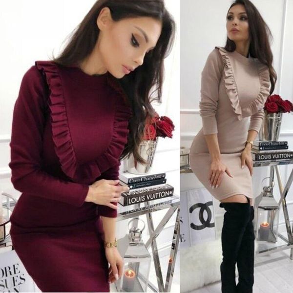 casual dresses sheath ruffles party dress ladies slim long sleeve autumn winter elegant women solid fashion mini 2021, Black;gray
casual dresses sheath ruffles party dress ladies slim long sleeve autumn winter elegant women solid fashion mini 2021, Black;gray
