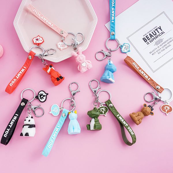 cartoon geometric section pendant creative cute animal doll bag decoration car key chain, Silver
cartoon geometric section pendant creative cute animal doll bag decoration car key chain, Silver