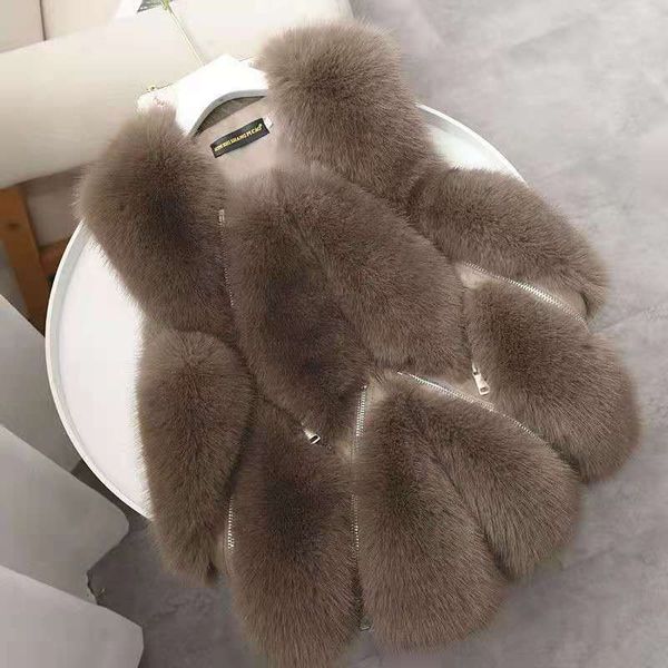 women faux fox fur vest winter fake fur jacket sleeveless solid color short artificial fur coat oversized warm vest female, Black
women faux fox fur vest winter fake fur jacket sleeveless solid color short artificial fur coat oversized warm vest female, Black