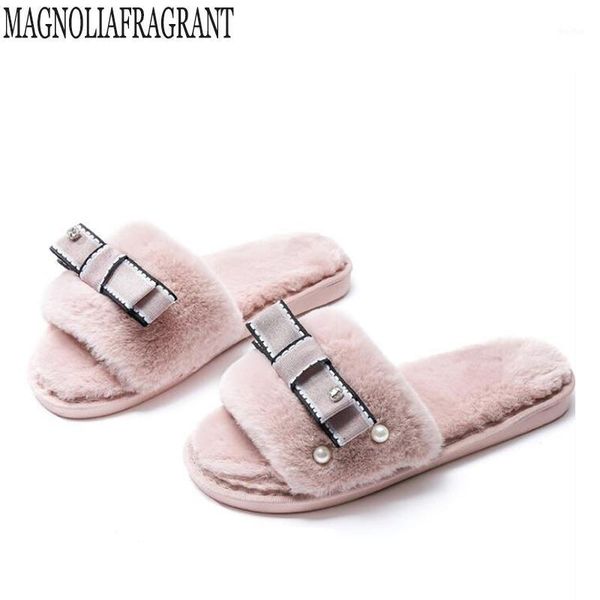 slippers bow decoration fur women winter flip flops pearl beading sandals pantufas cozy slides home w751, Black
slippers bow decoration fur women winter flip flops pearl beading sandals pantufas cozy slides home w751, Black