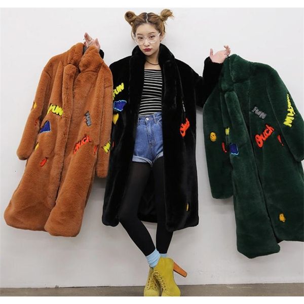 women's wool & blends abrigo mujer long section faux fur jacket for womens letter printing embroidery warm women man-made coat j29, Black
women's wool & blends abrigo mujer long section faux fur jacket for womens letter printing embroidery warm women man-made coat j29, Black