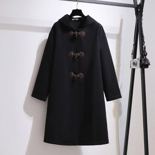 women's wool & blends double-sided woolen coat plus size winter korean thickened long horn button fashion casual solid color elegant fr, Black
women's wool & blends double-sided woolen coat plus size winter korean thickened long horn button fashion casual solid color elegant fr, Black