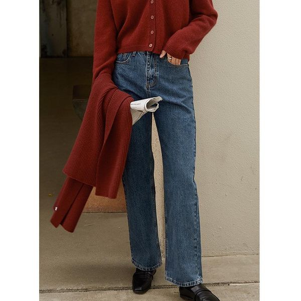 high waist slim trousers jeans 2021 autumn and winter loose temperament wild straight pants women's, Blue
high waist slim trousers jeans 2021 autumn and winter loose temperament wild straight pants women's, Blue