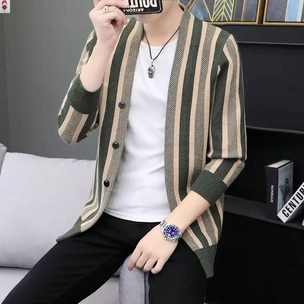 england men's wool cardigan knitting single breasted stripe decor spring autumn sweater fashion male clothes sweaters, White;black
england men's wool cardigan knitting single breasted stripe decor spring autumn sweater fashion male clothes sweaters, White;black
