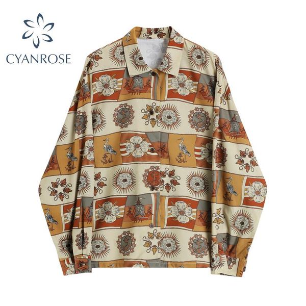 autumn vintage print shirt women turn down collar long sleeve button up streetwear korean casual loose blouse female blusas women's bl, White
autumn vintage print shirt women turn down collar long sleeve button up streetwear korean casual loose blouse female blusas women's bl, White