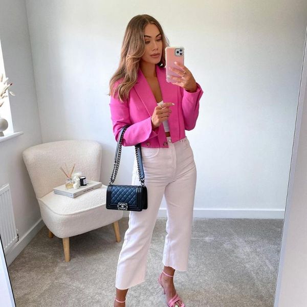 women's suits & blazers 2021 women fashion cropped blazer long sleeves casual office lady chic design short coat woman outwear femme ve, White;black
women's suits & blazers 2021 women fashion cropped blazer long sleeves casual office lady chic design short coat woman outwear femme ve, White;black
