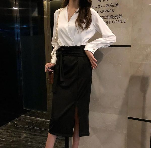 women skirt high waist asymmetry split long lace up black woman all match solid irregular 2021 spring women's two piece pants, White
women skirt high waist asymmetry split long lace up black woman all match solid irregular 2021 spring women's two piece pants, White