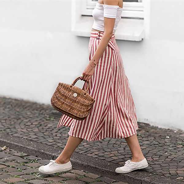 skirts spring/summer skirt high waist pleated medium red/white striped holiday style chiffon a-line slit pocket beauty, Black
skirts spring/summer skirt high waist pleated medium red/white striped holiday style chiffon a-line slit pocket beauty, Black