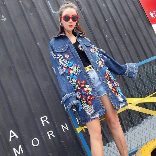 heavy embroidered log denim for women in middle and long section of the age drop weight jacket autumn, Black;brown
heavy embroidered log denim for women in middle and long section of the age drop weight jacket autumn, Black;brown