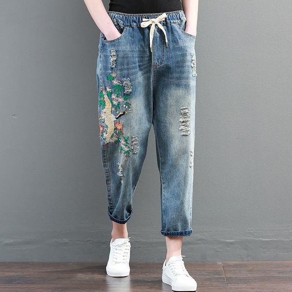 fashion tide summer autumn jeans blue elastic waist embroidery hole loose denim calf-length harem pants women qc795 women's
fashion tide summer autumn jeans blue elastic waist embroidery hole loose denim calf-length harem pants women qc795 women's