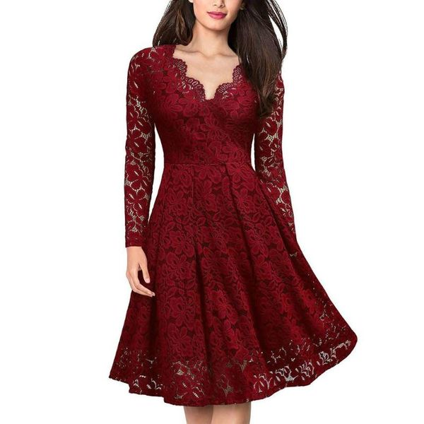 casual dresses women vintage v neck slim swing pleated dress floral lace cocktail party, Black;gray
casual dresses women vintage v neck slim swing pleated dress floral lace cocktail party, Black;gray