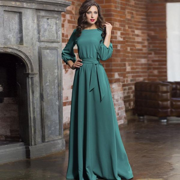 casual dresses women maxi dress o neck long lantern sleeve high waist bow sashes elegant prom classy robes gowns female party vestidos, Black;gray
casual dresses women maxi dress o neck long lantern sleeve high waist bow sashes elegant prom classy robes gowns female party vestidos, Black;gray