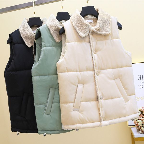 2021 korean student lapel lamb wool vt women's short autumn and winter wear warm down cotton et, Black;white
2021 korean student lapel lamb wool vt women's short autumn and winter wear warm down cotton et, Black;white