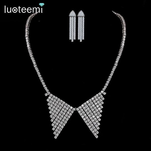 earrings & necklace luoteemi arrival luxury sparkling cz crystal micro paved unique triangle set for women wedding jewelry, Silver
earrings & necklace luoteemi arrival luxury sparkling cz crystal micro paved unique triangle set for women wedding jewelry, Silver