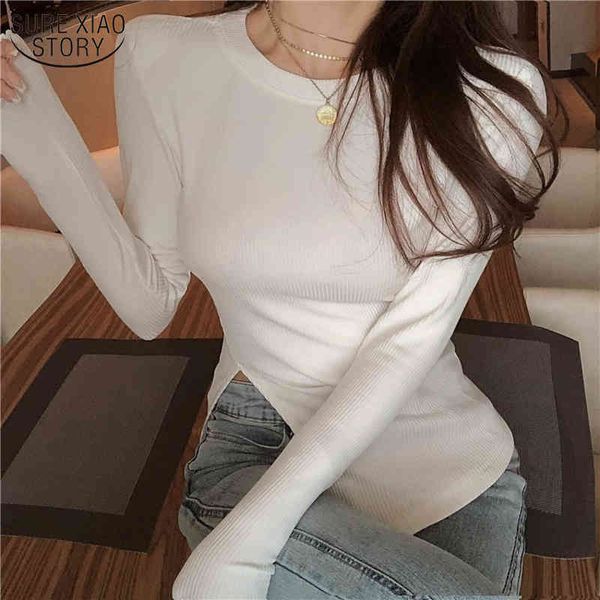 split o-neck base shirt casual slim office lady korean autumn long sleeve white blouse women blusas mujer 11614 210508
split o-neck base shirt casual slim office lady korean autumn long sleeve white blouse women blusas mujer 11614 210508