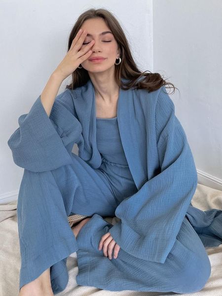 women's sleepwear 100% cotton nightgown robe pajama sets flare trouser suits drop sleeves set woman 2 pieces bathrobe for women, Black;red
women's sleepwear 100% cotton nightgown robe pajama sets flare trouser suits drop sleeves set woman 2 pieces bathrobe for women, Black;red