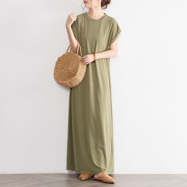 casual dresses japanese fashion woman long dress 2021 summer solid color o-neck a-line short sleeve plus size indoor, Black;gray
casual dresses japanese fashion woman long dress 2021 summer solid color o-neck a-line short sleeve plus size indoor, Black;gray