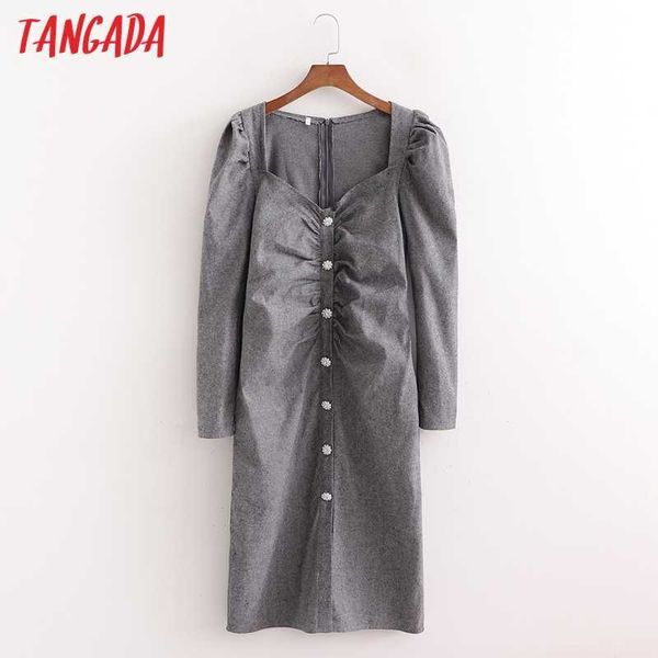 tangada fashion women beading buttons pleated dress vintage long sleeve office ladies midi dress 1d95 210609, Black;gray
tangada fashion women beading buttons pleated dress vintage long sleeve office ladies midi dress 1d95 210609, Black;gray