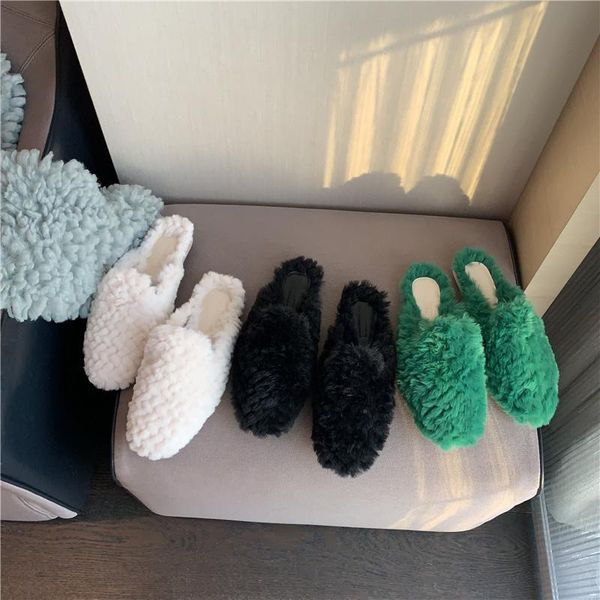 slippers mules for women 2021 fur shoes cover toe ladies' flock loafers low luxury slides pantofle plush designer rome fabri, Black
slippers mules for women 2021 fur shoes cover toe ladies' flock loafers low luxury slides pantofle plush designer rome fabri, Black
