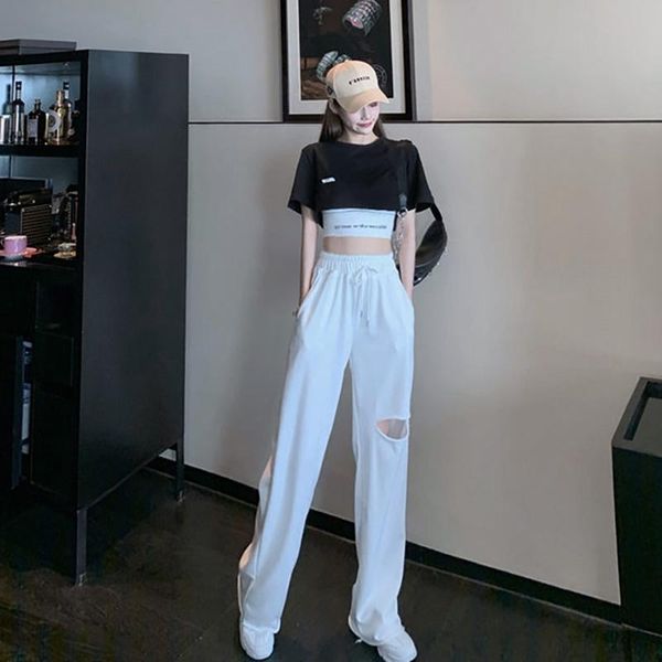 women's pants & capris casual spring and autumn 2021 high waist slimming straight loose hole draping wide-leg, Black;white
women's pants & capris casual spring and autumn 2021 high waist slimming straight loose hole draping wide-leg, Black;white