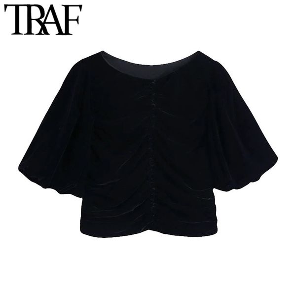 women fashion with buttons pleated velvet cropped blouses vintage v neck puff sleeve female shirt chic 210507, White
women fashion with buttons pleated velvet cropped blouses vintage v neck puff sleeve female shirt chic 210507, White