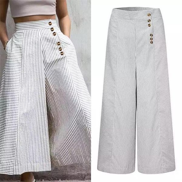 women's pants & capris 2021 fashion high waist work women retro striped trousers autumn casual buttons loose elegant party wide leg, Black;white
women's pants & capris 2021 fashion high waist work women retro striped trousers autumn casual buttons loose elegant party wide leg, Black;white