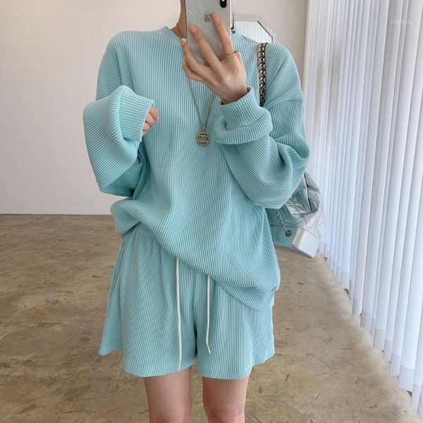 women's tracksuits korean ins round neck loose long sleeve sweater + high waist straight shorts set two-piece suit ensemble femme surve, Gray
women's tracksuits korean ins round neck loose long sleeve sweater + high waist straight shorts set two-piece suit ensemble femme surve, Gray