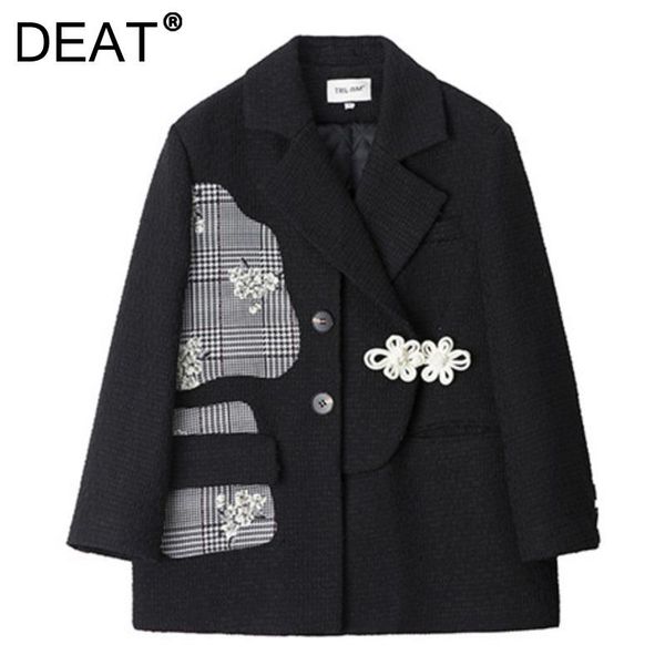 women's suits & blazers deat woman blazer black plaid patchwork floral button notched long sleeve loose casual style jacket 2021 summer, White;black
women's suits & blazers deat woman blazer black plaid patchwork floral button notched long sleeve loose casual style jacket 2021 summer, White;black