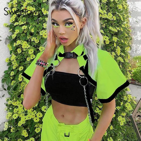 women's jackets punk gothic neon color crop jacket wpmen streetwear single button patchwork metal chain short sleeve summer coat female, Black;brown
women's jackets punk gothic neon color crop jacket wpmen streetwear single button patchwork metal chain short sleeve summer coat female, Black;brown