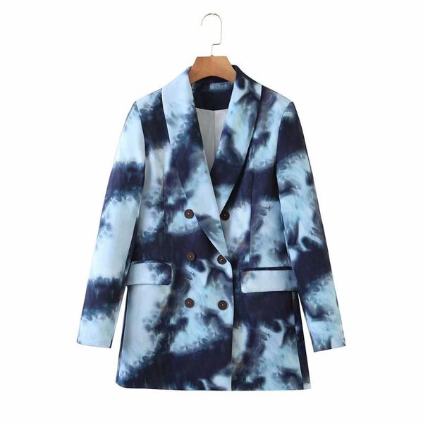 women's suits & blazers women 2021 fashion double breasted tie dye blazer coat vintage long sleeve flap pockets female outerwear chic, White;black
women's suits & blazers women 2021 fashion double breasted tie dye blazer coat vintage long sleeve flap pockets female outerwear chic, White;black
