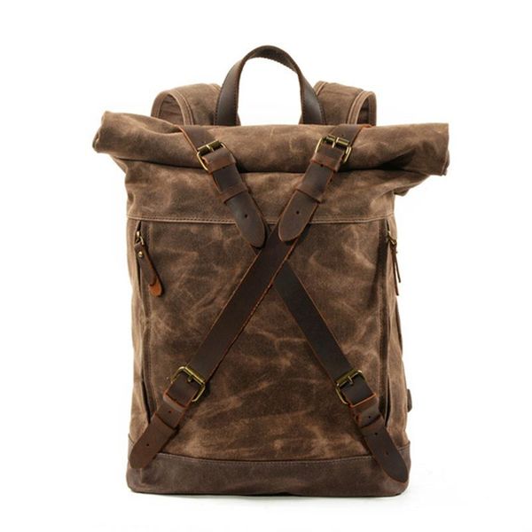 backpack vintage canvas leather backpacks for men waterproof rucksacks large waxed mountaineering travel pack
backpack vintage canvas leather backpacks for men waterproof rucksacks large waxed mountaineering travel pack