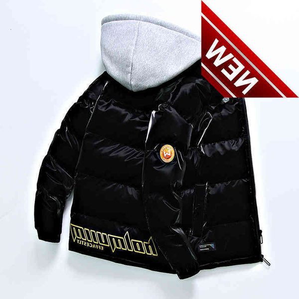 white duck down jacket men's thick warm winter trend handsome shiny coat hooded, Black
white duck down jacket men's thick warm winter trend handsome shiny coat hooded, Black