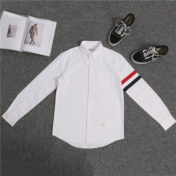 fashion brand tb long sleeve red blue ribbon oxford spinning white shirt for men and women, White;black
fashion brand tb long sleeve red blue ribbon oxford spinning white shirt for men and women, White;black