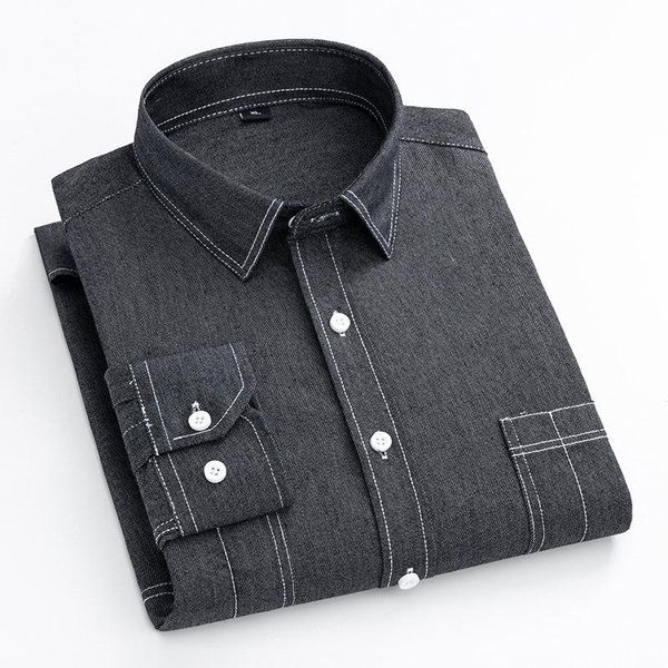 men's casual shirts denim long sleeve pocket shirt classic business office design work clothes menswear, White;black
men's casual shirts denim long sleeve pocket shirt classic business office design work clothes menswear, White;black