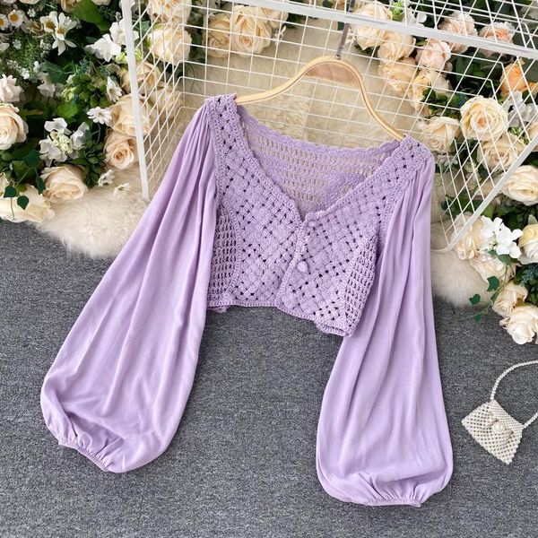women's knits & tees autumn fashion long lantern sleeve retro crocheted hollow knitted cardigan women casual short knit n838, White
women's knits & tees autumn fashion long lantern sleeve retro crocheted hollow knitted cardigan women casual short knit n838, White