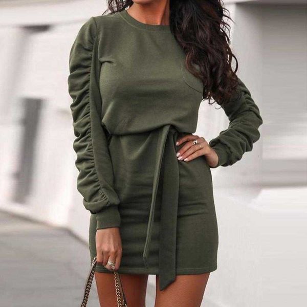 casual dresses autumn long sleeve pleated winter solid women round neck sashes female bandage mini mx6l, Black;gray
casual dresses autumn long sleeve pleated winter solid women round neck sashes female bandage mini mx6l, Black;gray