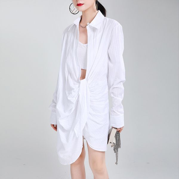 msxu autumn super fire lapel long sleeve irregular shirt lazy dress white, Black;gray
msxu autumn super fire lapel long sleeve irregular shirt lazy dress white, Black;gray