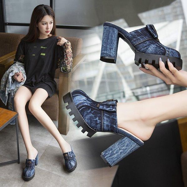 sandals autumn and spring ladies high heels fashion denim casual comfortable slippers super heel 9.5cm, Black
sandals autumn and spring ladies high heels fashion denim casual comfortable slippers super heel 9.5cm, Black