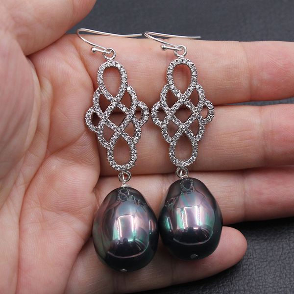 guaiguai jewelry natural black sea shell pearl dangle hook earrings silver color cz pave connetor handmade for women
guaiguai jewelry natural black sea shell pearl dangle hook earrings silver color cz pave connetor handmade for women