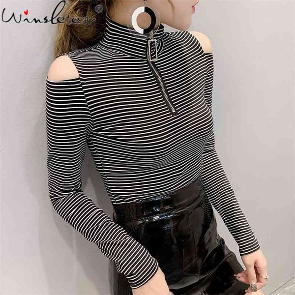 spring tshirt women striped turtleneck off-shoulder zipper slim long sleeve cotton casual t0d511a 210421, White
spring tshirt women striped turtleneck off-shoulder zipper slim long sleeve cotton casual t0d511a 210421, White