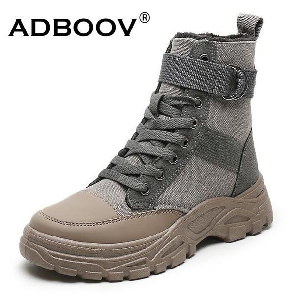 boots adboov high canvas shoes women short plush winter ladies sneakers, Black