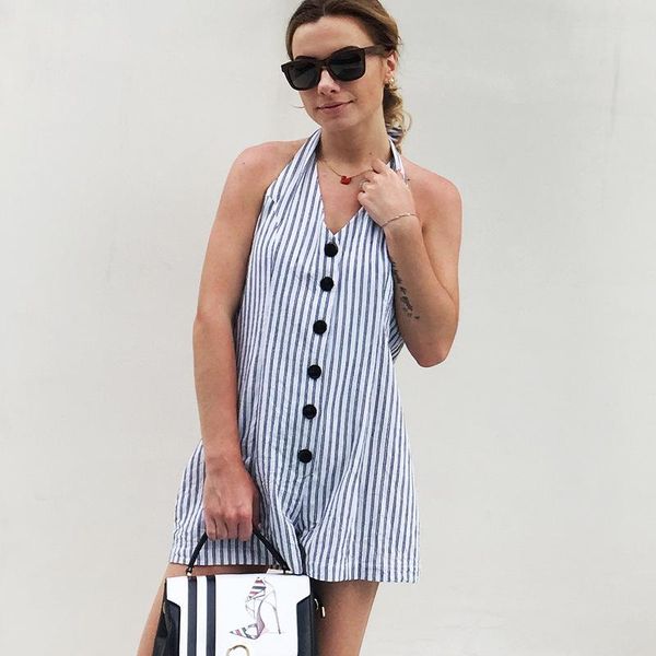 women's jumpsuits & rompers 2021 wind vertical stripes sleeveless neck beach resort conjoined shorts fashion women jumpsuit, Black;white
women's jumpsuits & rompers 2021 wind vertical stripes sleeveless neck beach resort conjoined shorts fashion women jumpsuit, Black;white