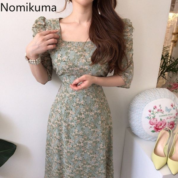 nomikuma korean chic summer dress robe femme square collar short sleeve floral printed dresses high waist vestidos 210514, Black;gray
nomikuma korean chic summer dress robe femme square collar short sleeve floral printed dresses high waist vestidos 210514, Black;gray