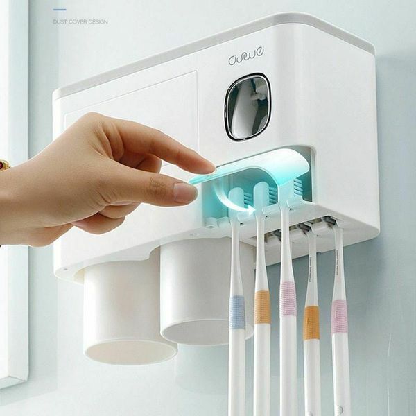 toothpaste dispenser bathroom accessories storage organizer uv for toothbrushes shelf magnetic adsorption with cup bath accessory set
toothpaste dispenser bathroom accessories storage organizer uv for toothbrushes shelf magnetic adsorption with cup bath accessory set