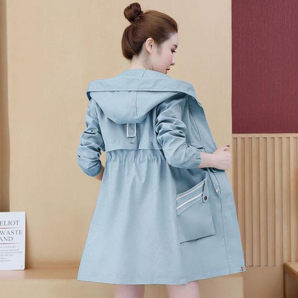 women's trench coats in 2021, the spring clothing korean version of long coat temperament with hats, Tan;black
women's trench coats in 2021, the spring clothing korean version of long coat temperament with hats, Tan;black