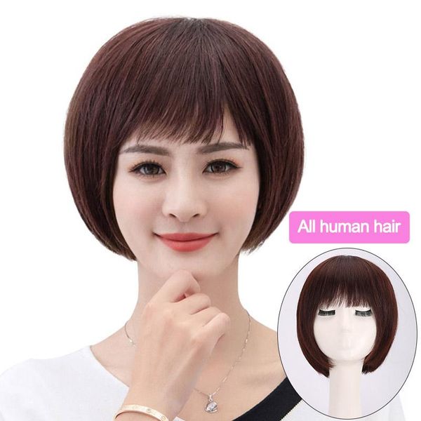 synthetic wigs dianqi short straight dark brown bob wig with bangs hair for fashion women daily wear can trim, Black
synthetic wigs dianqi short straight dark brown bob wig with bangs hair for fashion women daily wear can trim, Black